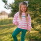 Pink Striped Crewneck Sweatshirt - Optional Custom Embroidery
