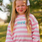 Pink Striped Crewneck Sweatshirt - Optional Custom Embroidery