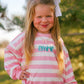 Pink Striped Crewneck Sweatshirt - Optional Custom Embroidery
