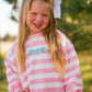 Pink Striped Crewneck Sweatshirt - Optional Custom Embroidery