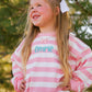 Pink Striped Crewneck Sweatshirt - Optional Custom Embroidery