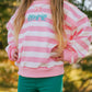Pink Striped Crewneck Sweatshirt - Optional Custom Embroidery
