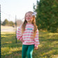 Pink Striped Crewneck Sweatshirt - Optional Custom Embroidery