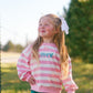 Pink Striped Crewneck Sweatshirt - Optional Custom Embroidery
