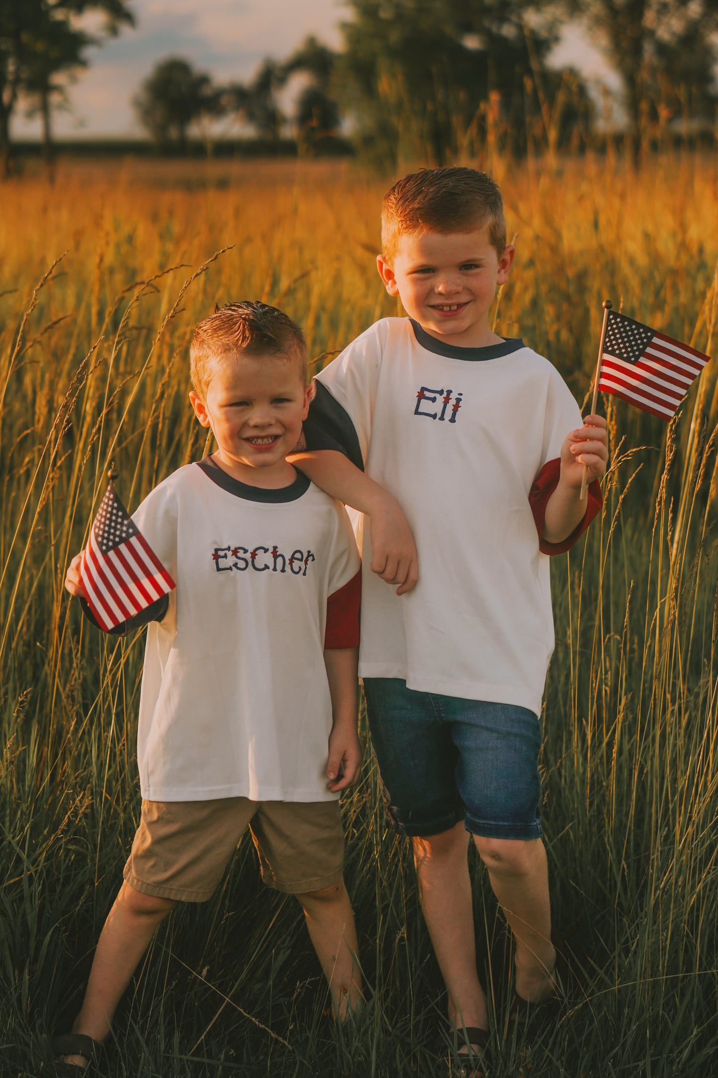 Custom Embroidered 4th of July Oversized Colorblock Tee
