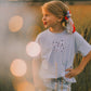 Custom Embroidered Light Blue 4th of July Oversized Tee or T-Shirt Romper - Bow