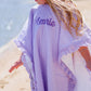Strandponcho mit individueller Stickerei und Waffelmuster