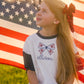 Custom Embroidered Blue 4th of July Tee - Floral Bow