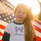 Custom Embroidered Blue 4th of July Tee - Floral Bow