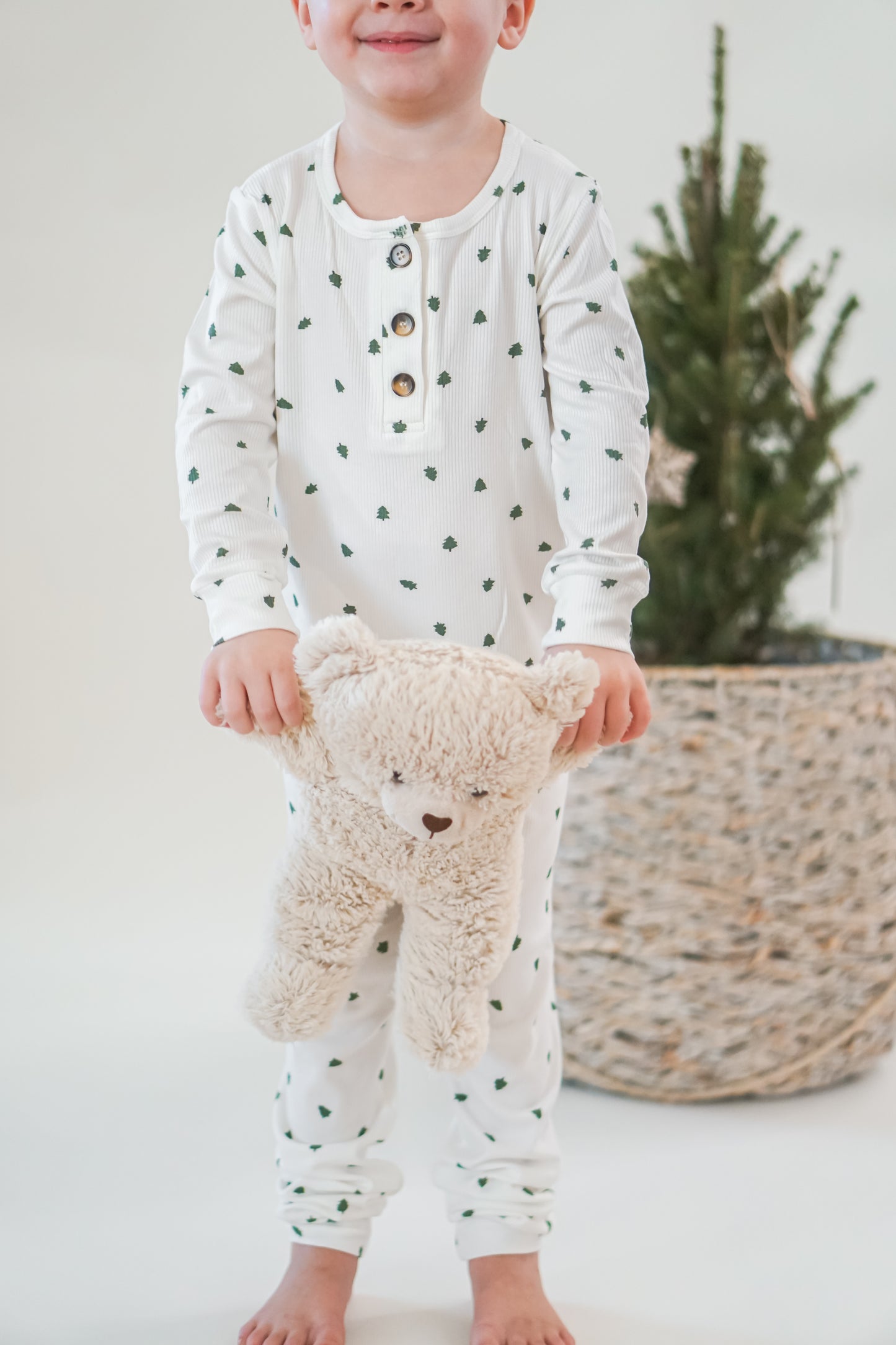 Tiny Trees – Gerippter Henley-Pyjama aus Bambus, 2-teilig
