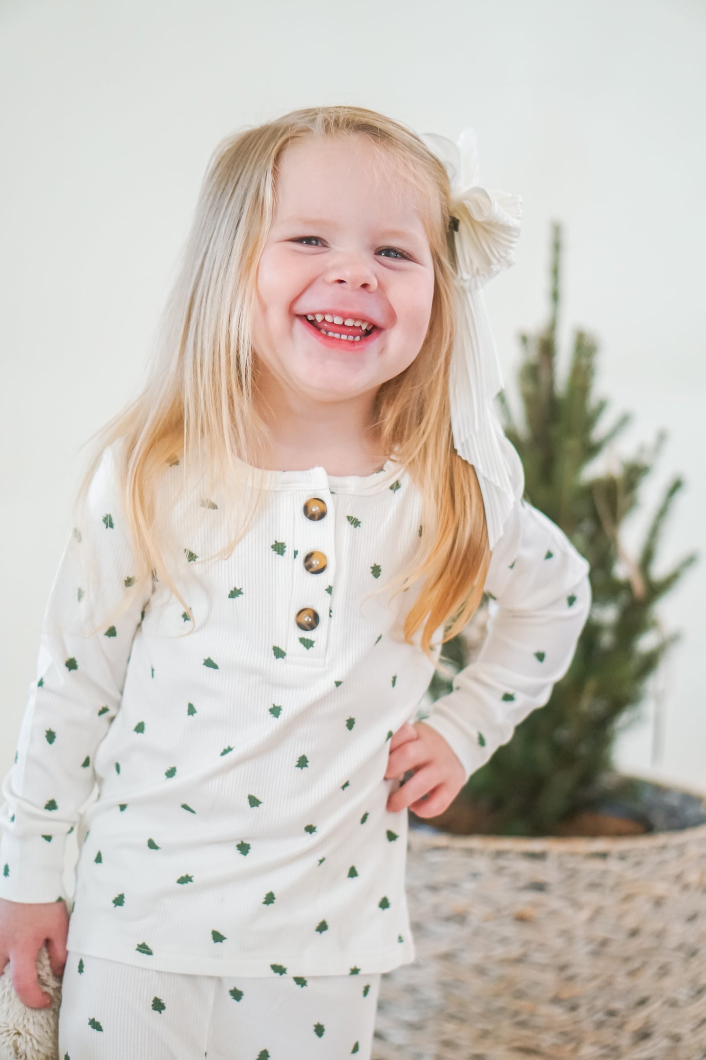 Tiny Trees – Gerippter Henley-Pyjama aus Bambus, 2-teilig