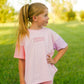 Custom Embroidered Colorblock Tee and Biker Shorts Set - Pink & Purple Set