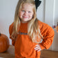 Custom Embroidered Orange Crewneck Sweatshirt or Romper - Floral Bow