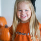 Custom Embroidered Orange Crewneck Sweatshirt or Romper - Floral Bow