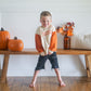 Custom Embroidered Orange Colorblock Crewneck Sweatshirt or Romper