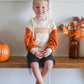 Custom Embroidered Orange Colorblock Crewneck Sweatshirt or Romper