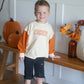 Custom Embroidered Orange Colorblock Crewneck Sweatshirt or Romper