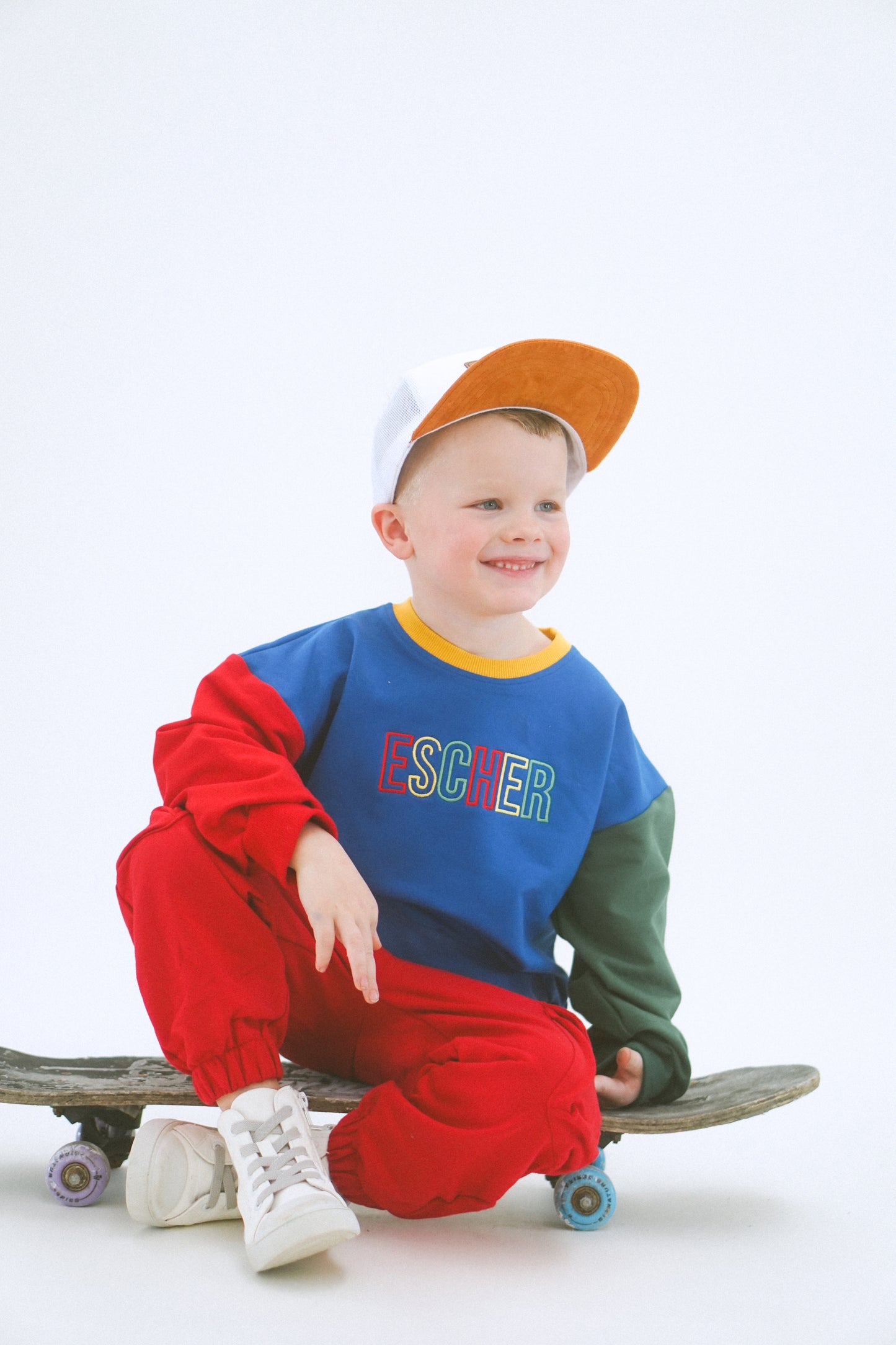 Custom Embroidered 90s Colorblock Crewneck Sweatshirt or Sweatshirt Romper