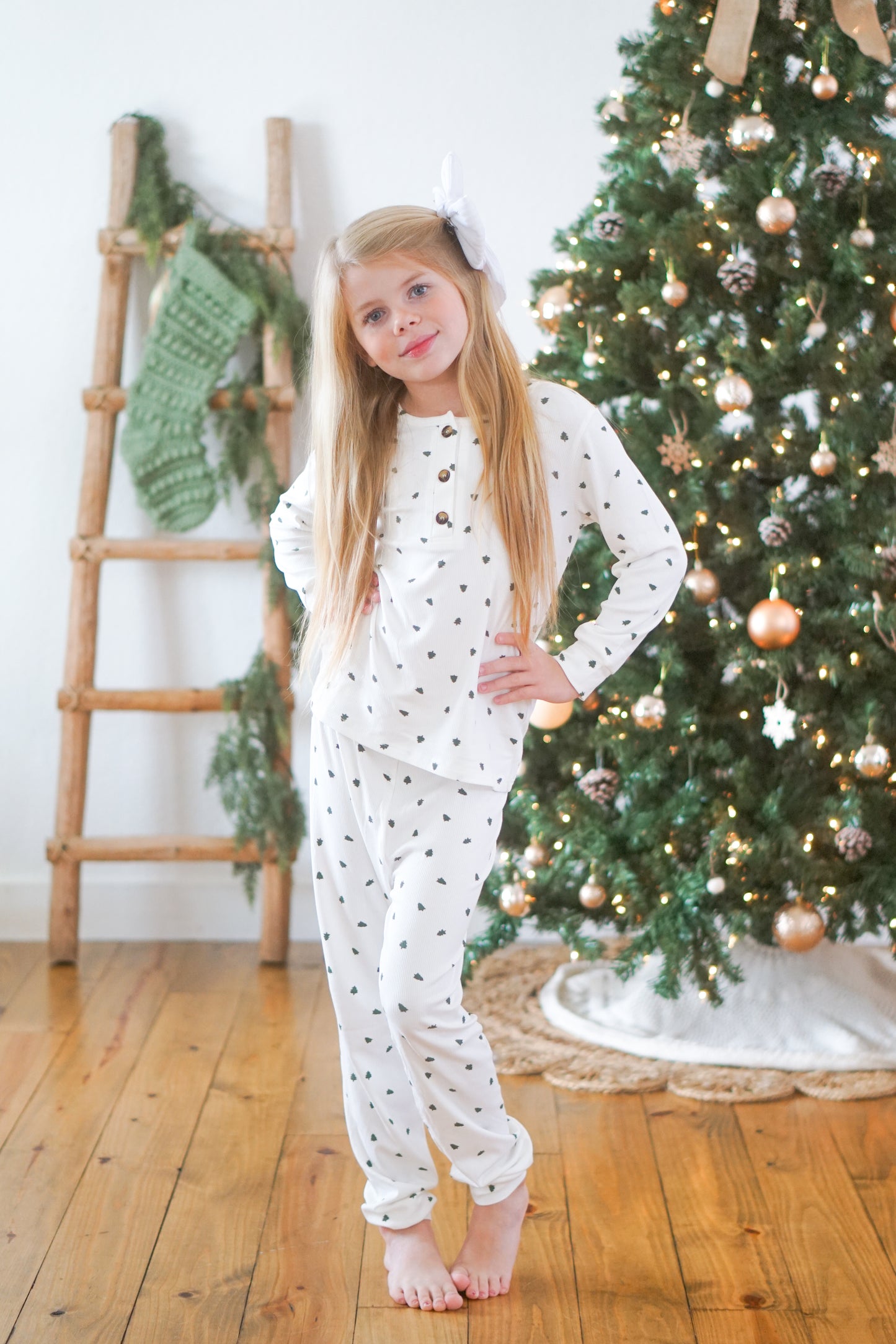 Tiny Trees – Gerippter Henley-Pyjama aus Bambus, 2-teilig