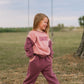 Custom Embroidered Colorblock Jogger Set - Pink & Purple