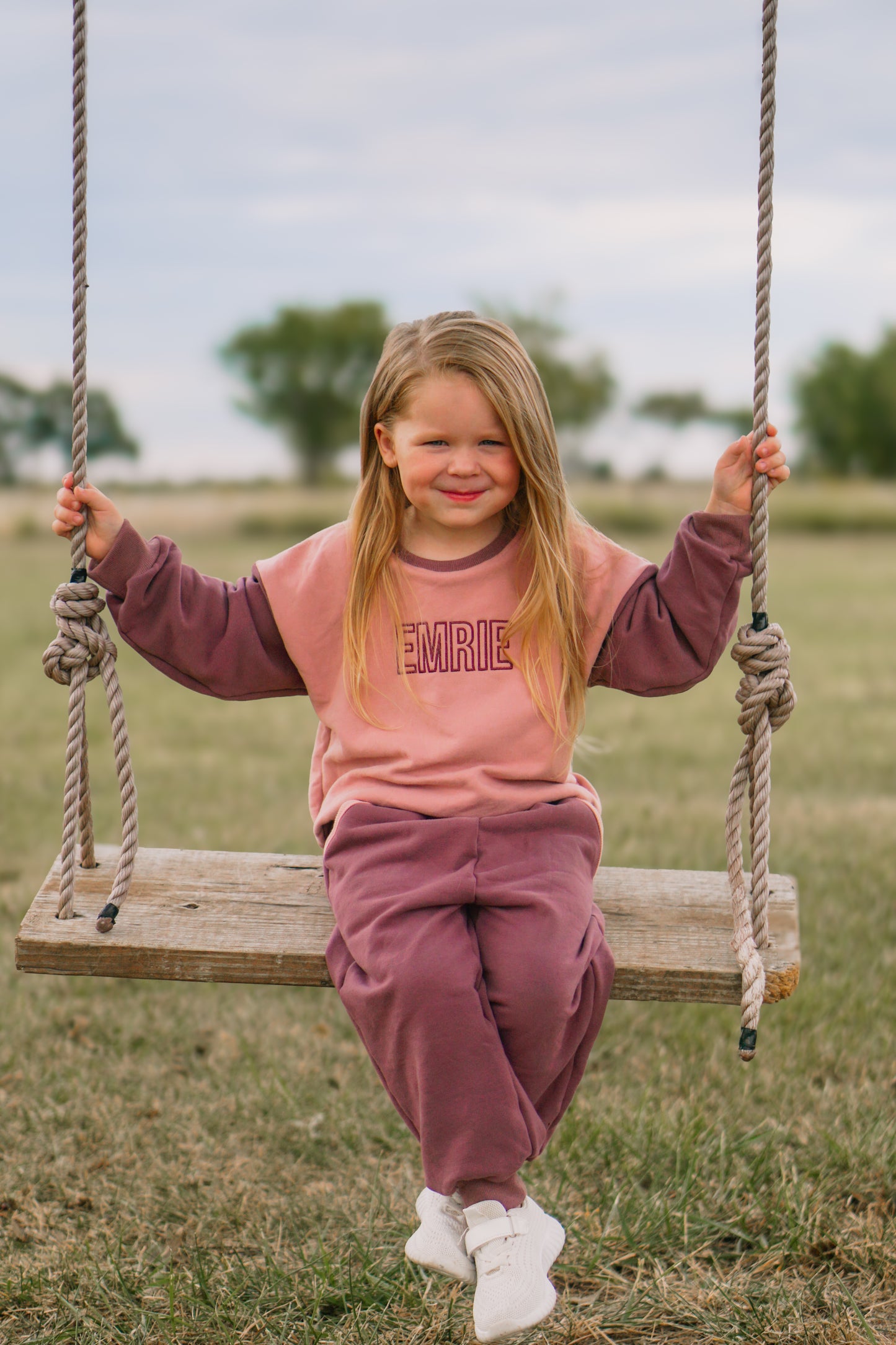 Custom Embroidered Colorblock Jogger Set - Pink & Purple