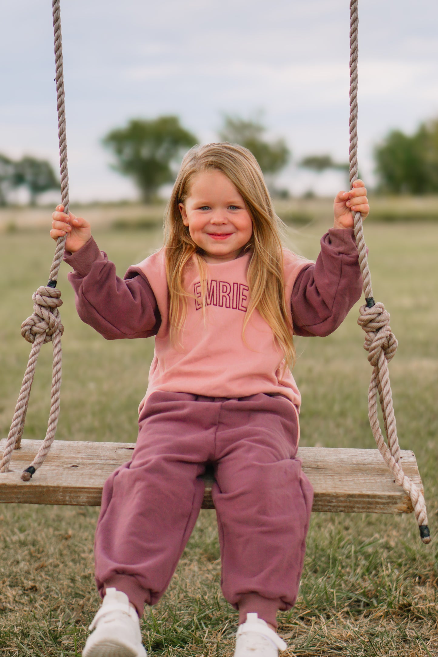 Custom Embroidered Colorblock Jogger Set - Pink & Purple