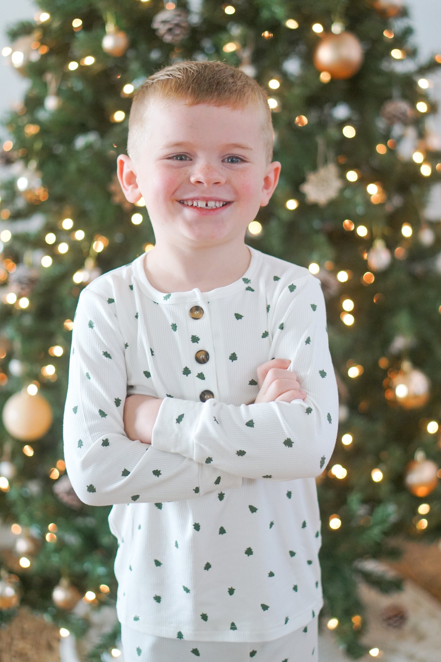 Tiny Trees – Gerippter Henley-Pyjama aus Bambus, 2-teilig