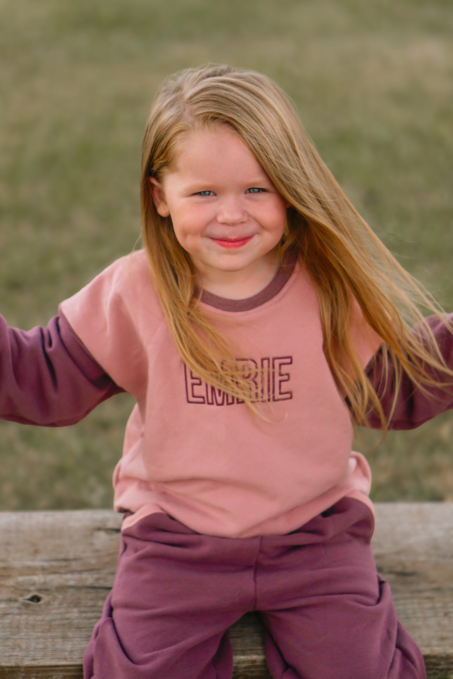 Custom Embroidered Colorblock Jogger Set - Pink & Purple