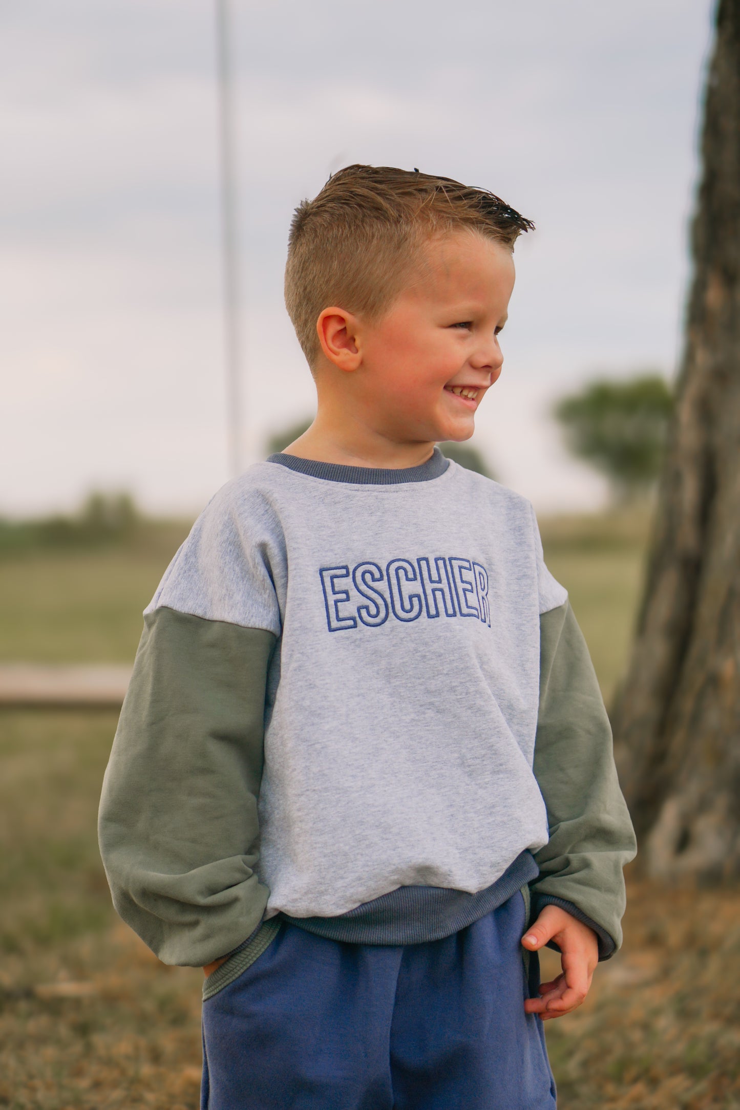 Custom Embroidered Colorblock Jogger Set - Blue & Green