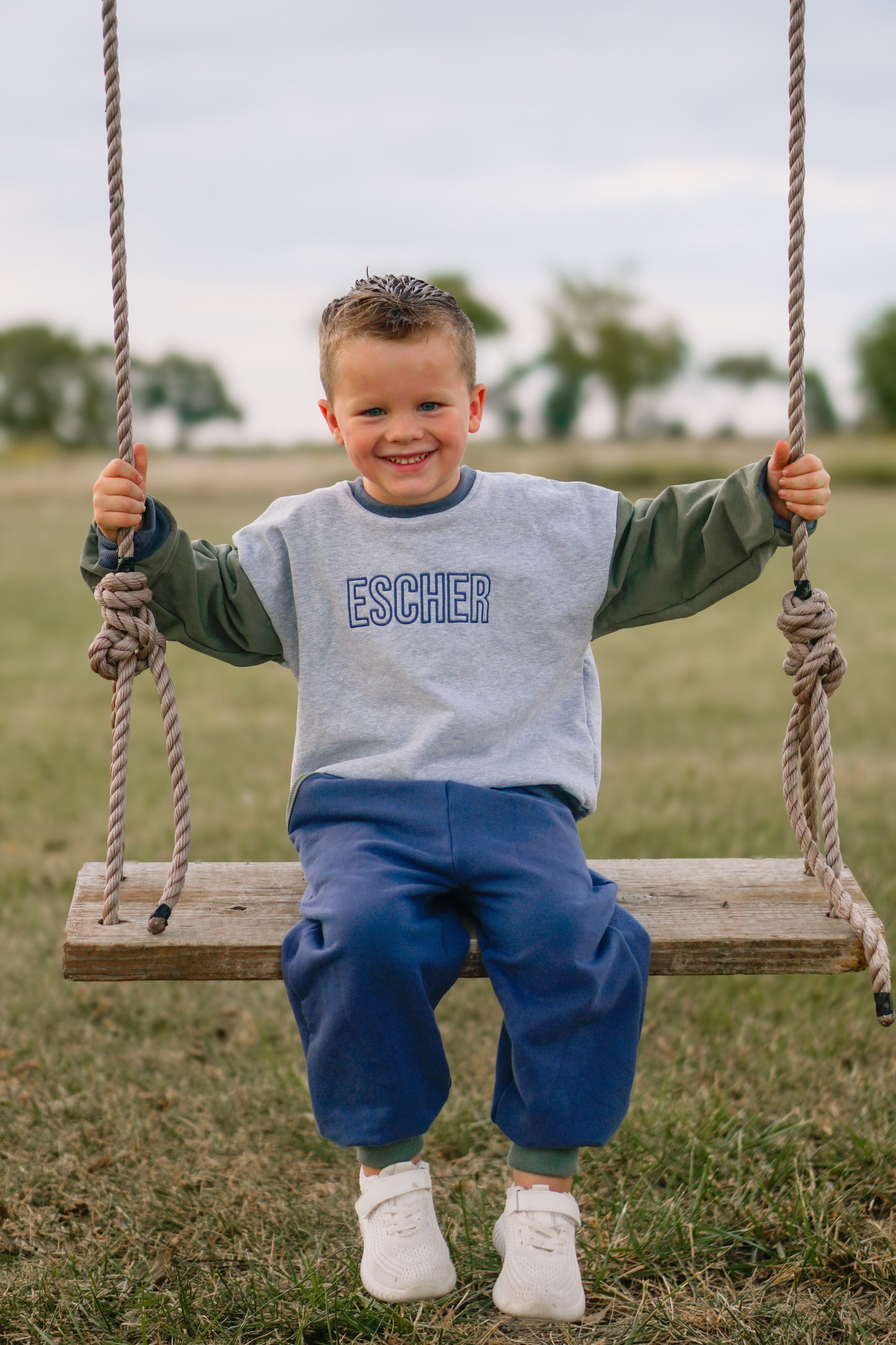 Custom Embroidered Colorblock Jogger Set - Blue & Green