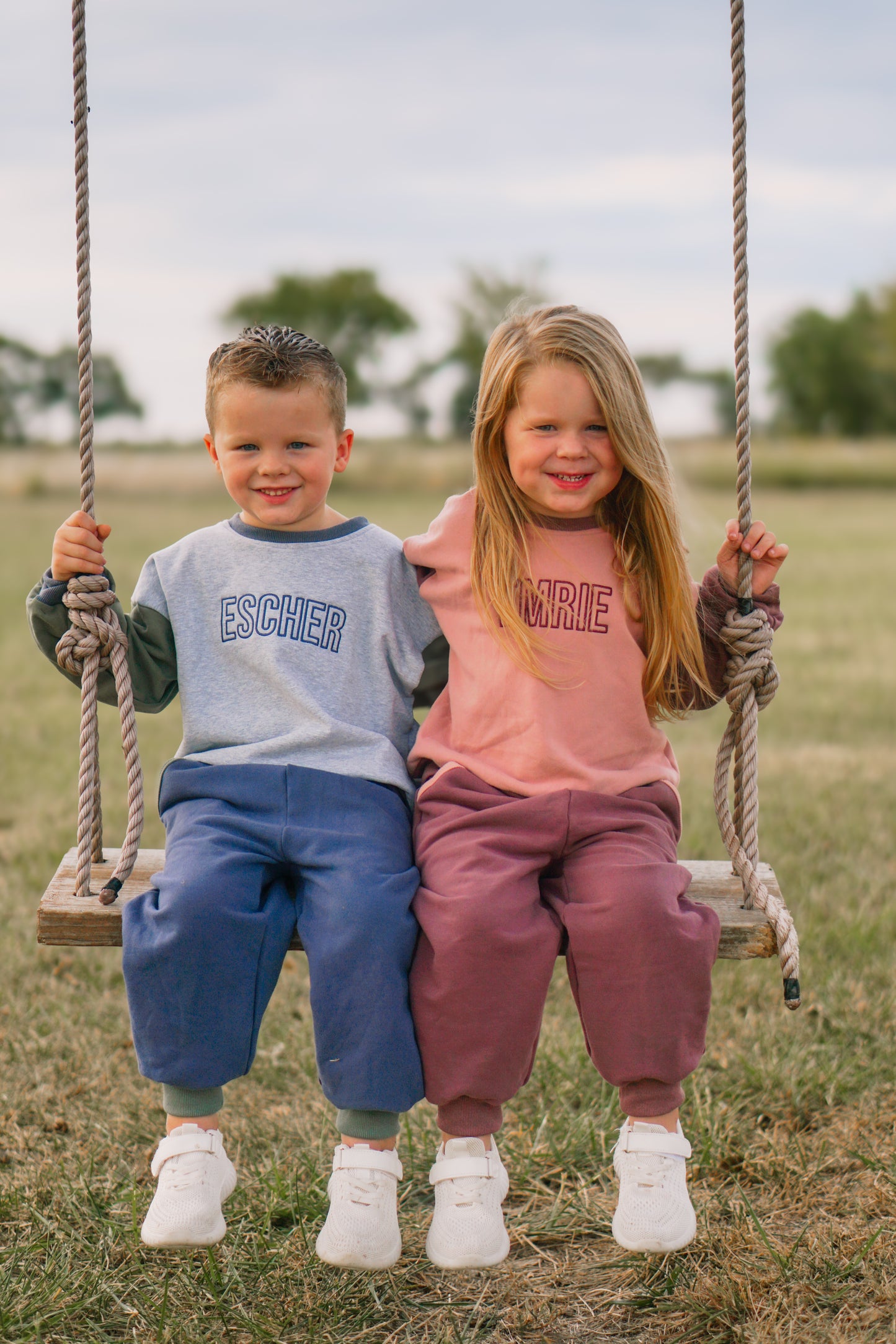 Custom Embroidered Colorblock Jogger Set - Blue & Green
