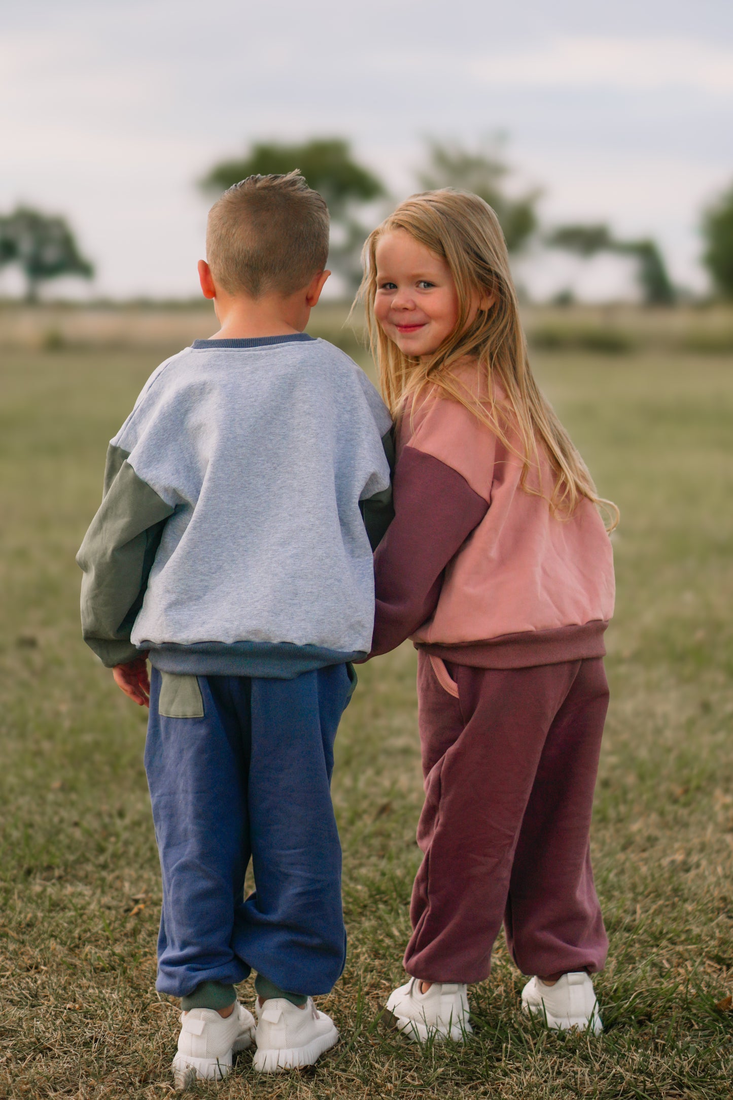Custom Embroidered Colorblock Jogger Set - Blue & Green