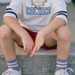Custom Embroidered Navy Varsity Striped Oversized Tee