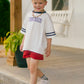 Custom Embroidered Navy Varsity Striped Oversized Tee