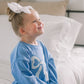Blue Toile Applique Bow Sweatshirt Romper or Crewneck