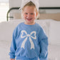 Blue Toile Applique Bow Sweatshirt Romper or Crewneck