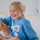 Blue Toile Applique Bow Sweatshirt Romper or Crewneck