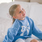 Blue Toile Applique Bow Sweatshirt Romper or Crewneck