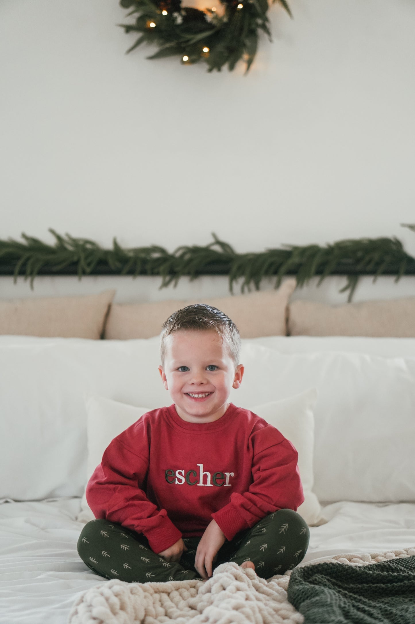 Custom Embroidered Christmas Sweatshirt or Romper