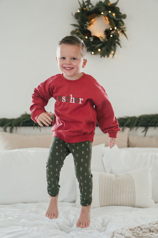 Custom Embroidered Christmas Sweatshirt or Romper