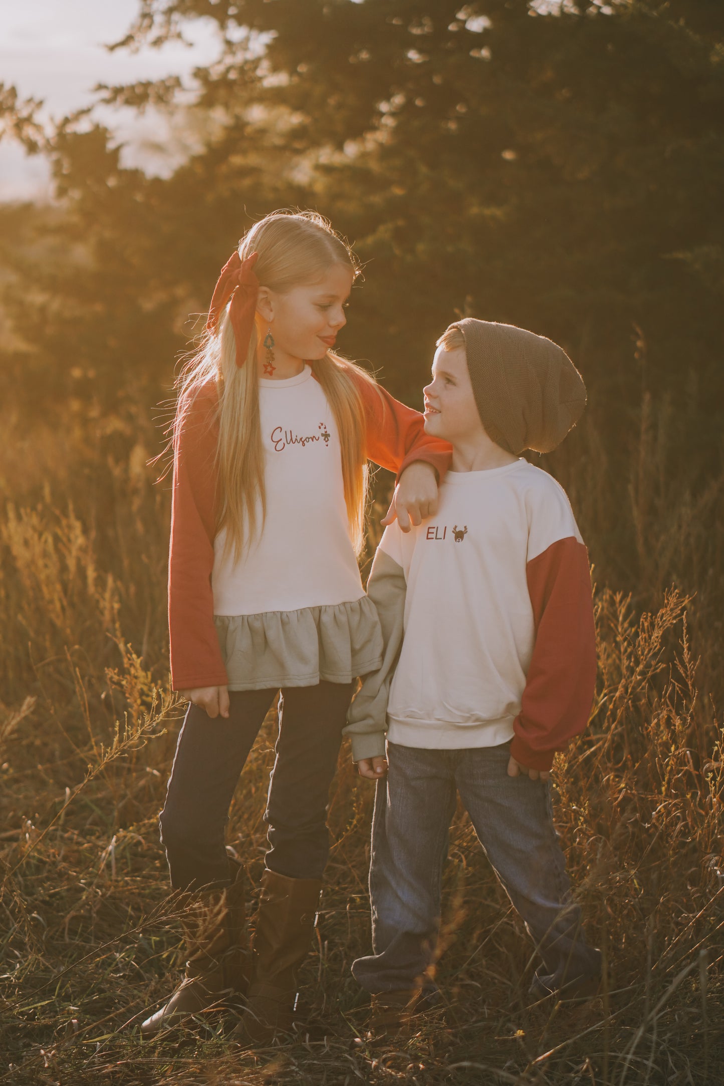 Custom Embroidered Christmas Colorblock Peplum