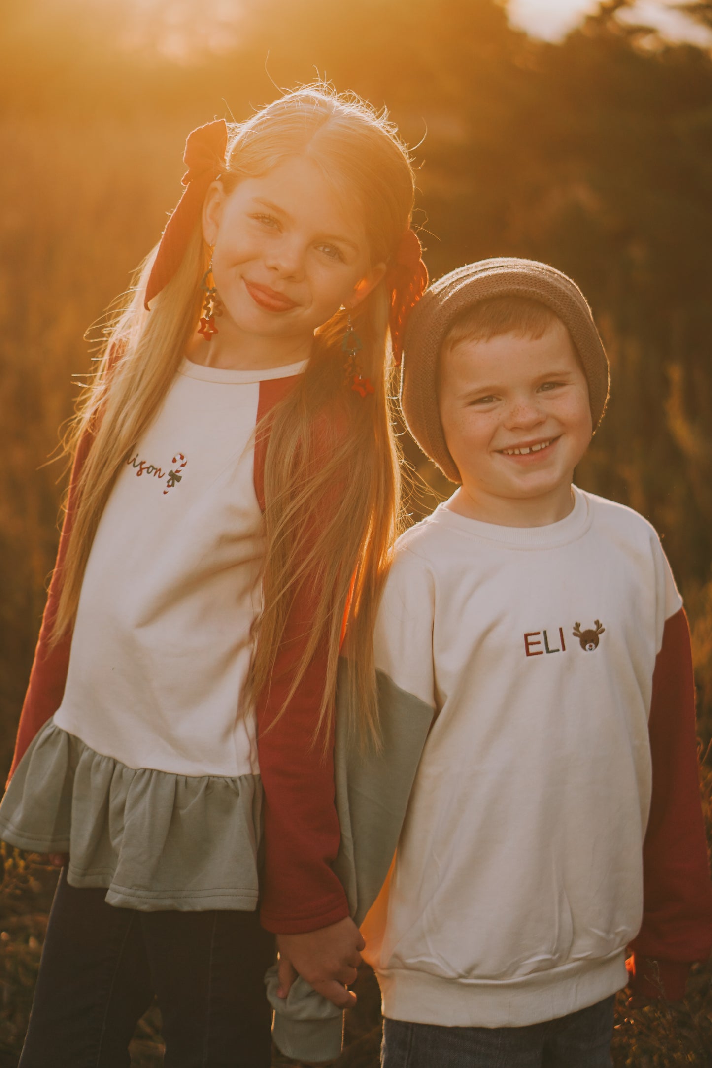 Custom Embroidered Christmas Colorblock Sweatshirt or Romper