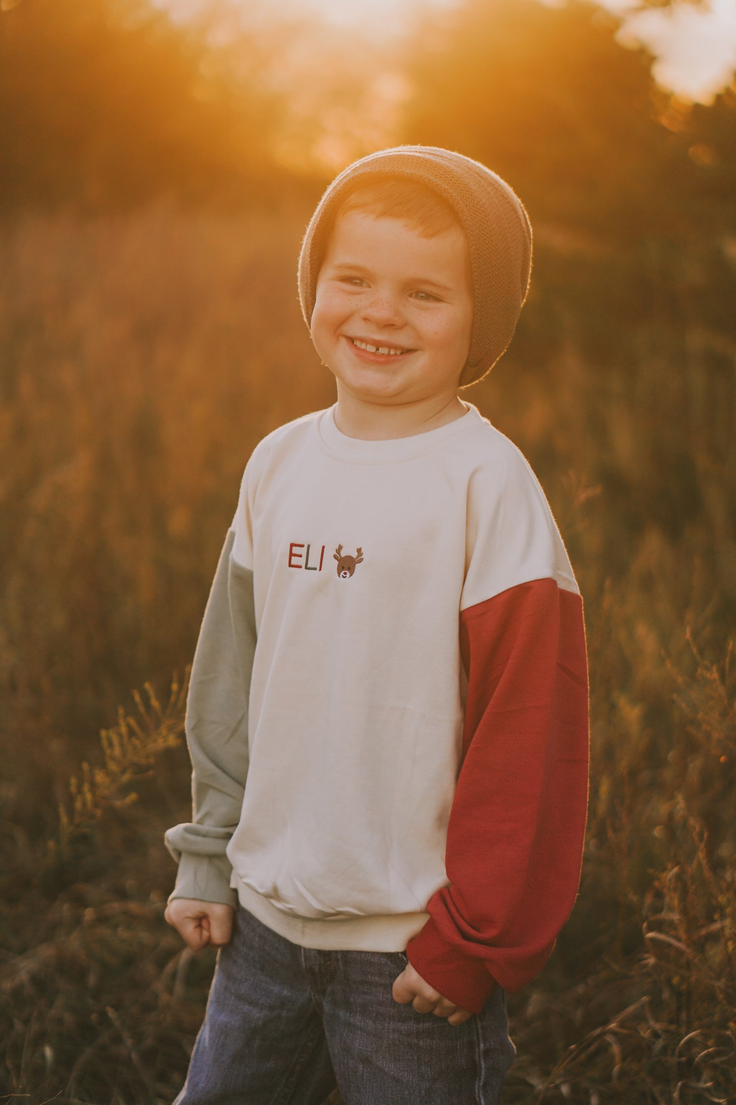 Custom Embroidered Christmas Colorblock Sweatshirt or Romper