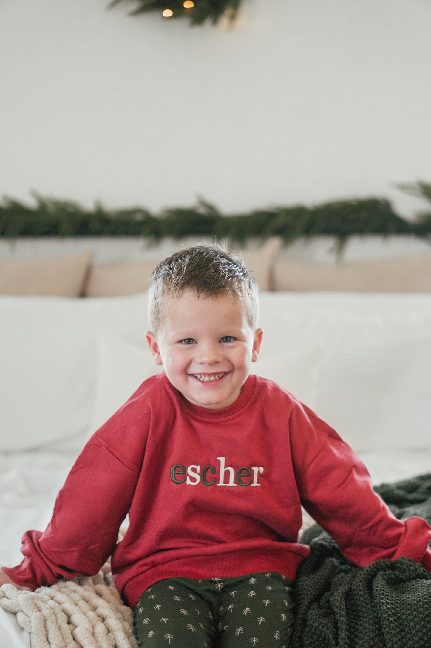 Custom Embroidered Christmas Sweatshirt or Romper