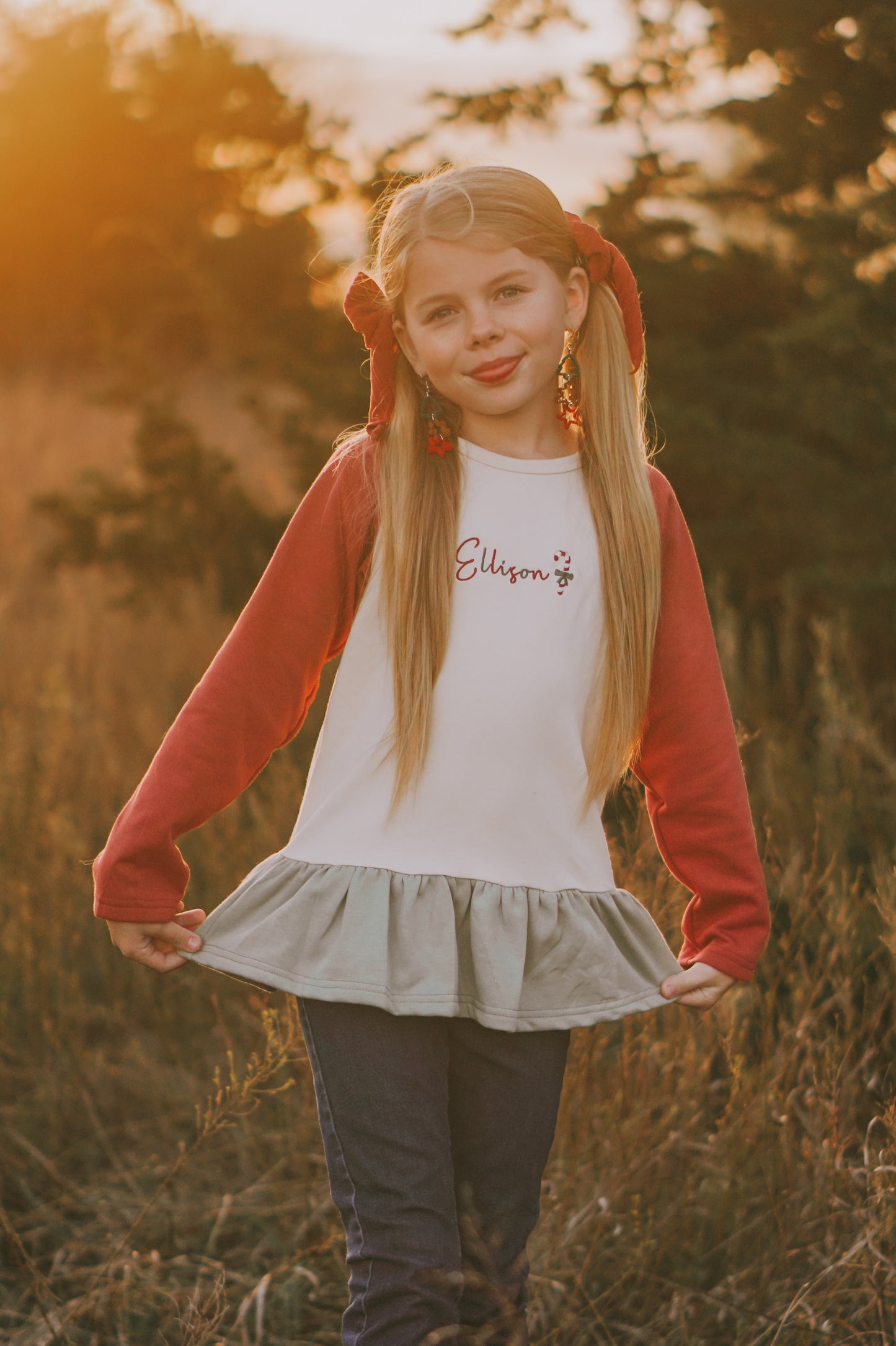 Custom Embroidered Christmas Colorblock Peplum