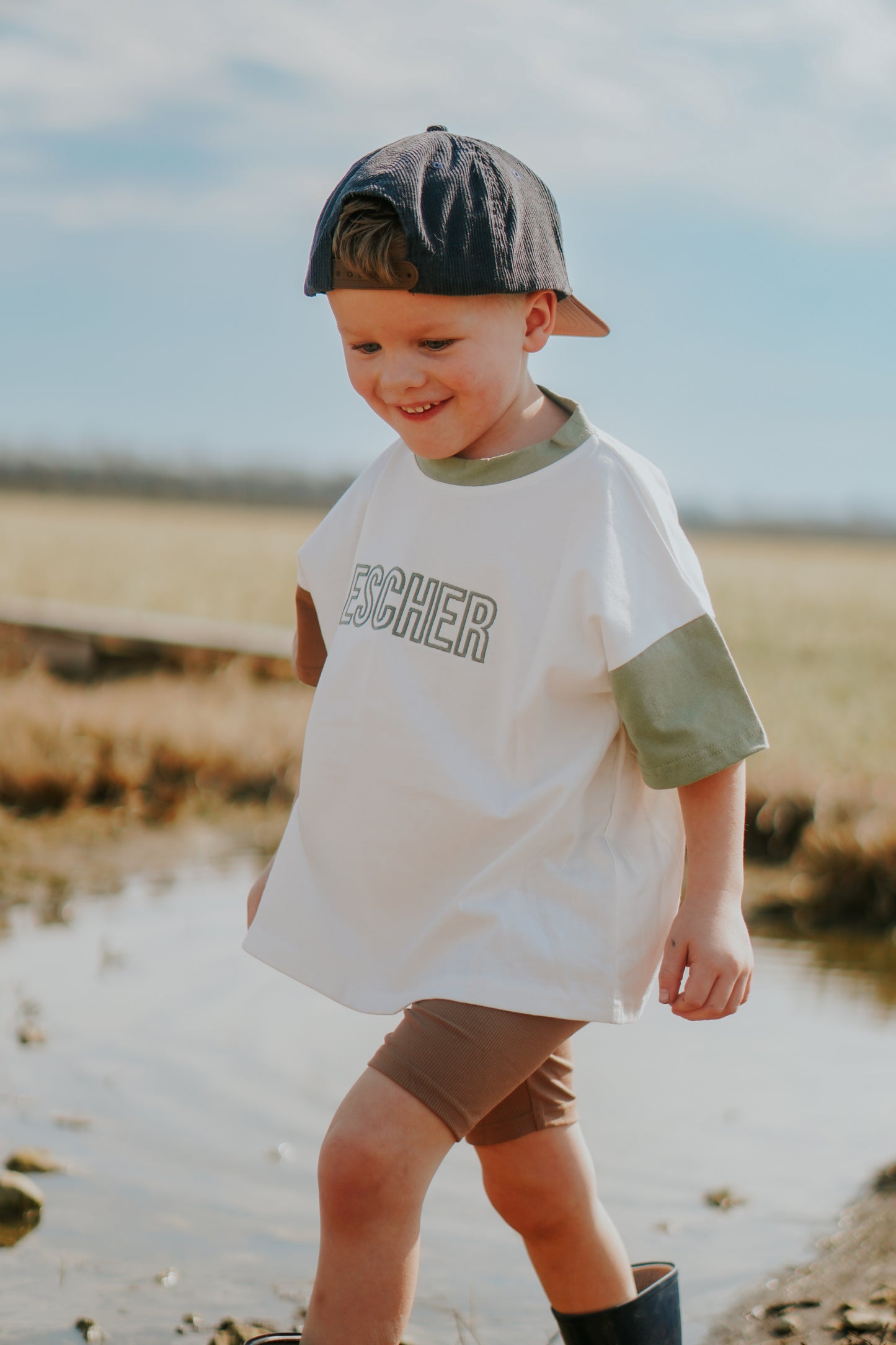 Custom Embroidered Colorblock Oversized Tee & Biker Set
