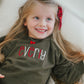 Custom Embroidered Christmas Sweatshirt or Romper - Candy Cane Font