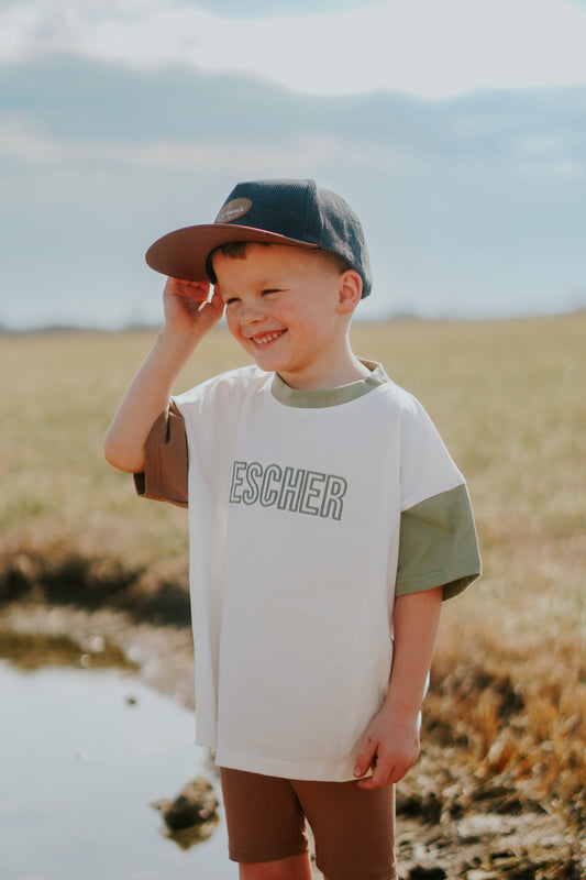Custom Embroidered Colorblock Oversized Tee & Biker Set