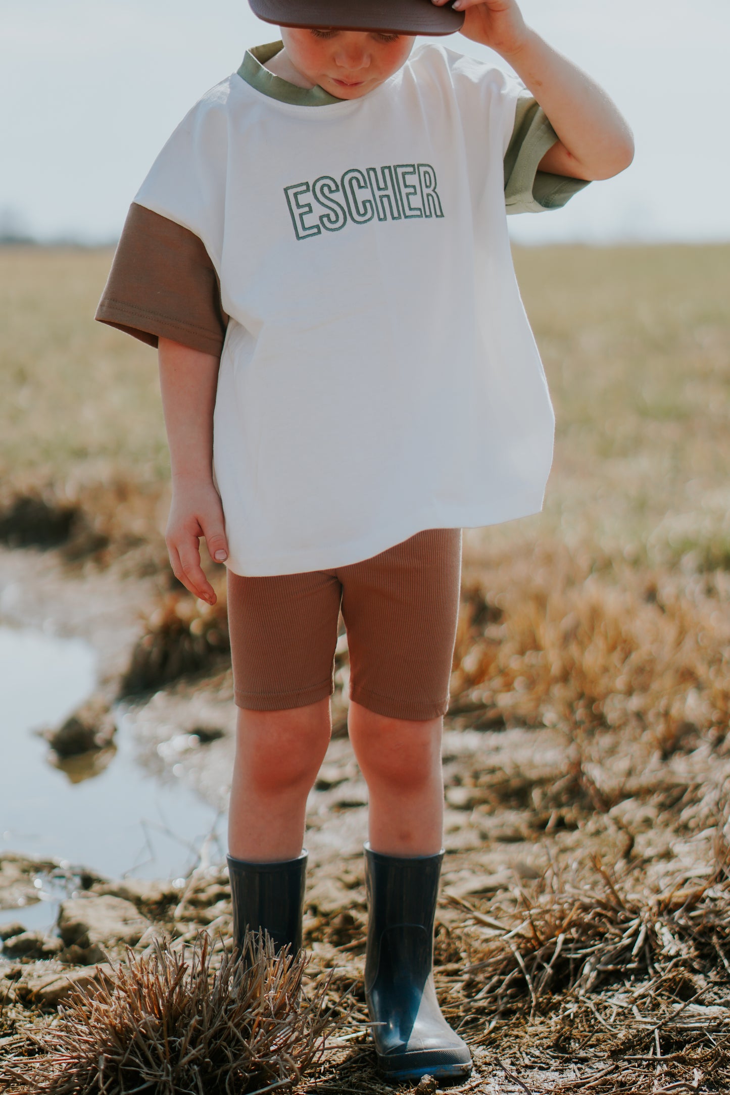 Custom Embroidered Colorblock Oversized Tee & Biker Set