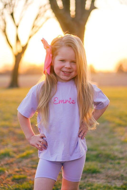 Custom Embroidered Bamboo Tee & Bike Short Set